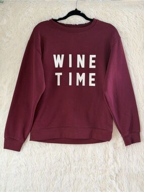 Brunette The Label BTL Womens Oversized "Wine Time" Sweatshirt XS/S Burgundy